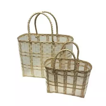 Пледовая полосатая тканая сумка для женщин, прозрачная водонепроницаемая сумка через плечо большой емкости 22x11x19cm розовый