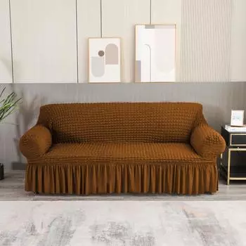 Пледовый чехол для дивана из жатого хлопка для гостиной, эластичный чехол для дивана, чехол для домашнего кресла, 1/2/3/4, чехол для углового дивана, дивана 1 Seater 90-140cm