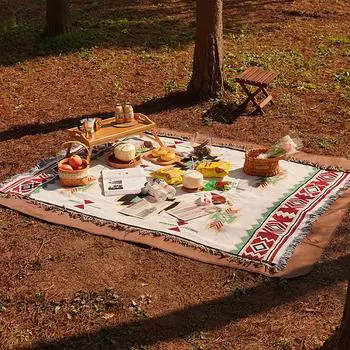 Пледы 90x210 Племенные пледы Индийские ковры для улицы Кемпинговые пледы для пикников Бохо Декоративные пледы для кровати Клетчатый коврик для дивана Дорожный коврик с кисточками 210x90cm