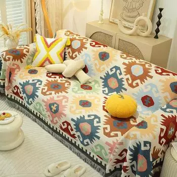 Пледы для гостиной Позиция пары Летний кемпинг Пикник Манэки-нэко Покрывало Чехол для дивана в ретро-японском стиле 90x90