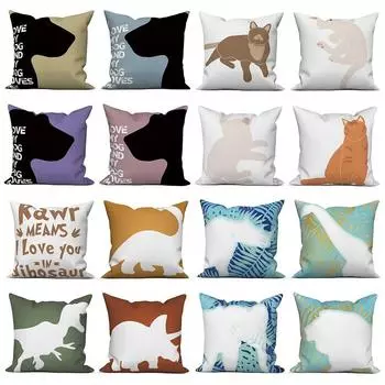 Пледы наволочки Декор для дома и офиса автомобиля собака кошка динозавр животное тень диван подушка 40x40cm