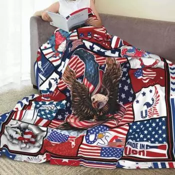 Пледы с прозрачной печатью Soft Touch Keep Eagle Pattern День независимости Air