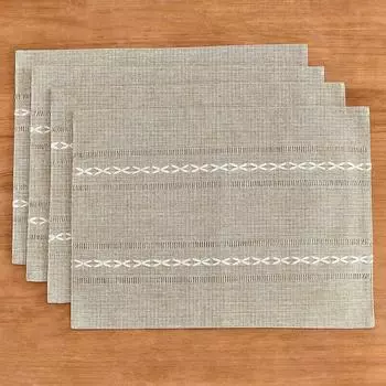 Плейсмат для кухонного стола, термостойкий коврик для кофейной чашки, натуральный плетеный, настольная дорожка, хлопок лен, западный коврик 30 * 50Cm (one pack)
