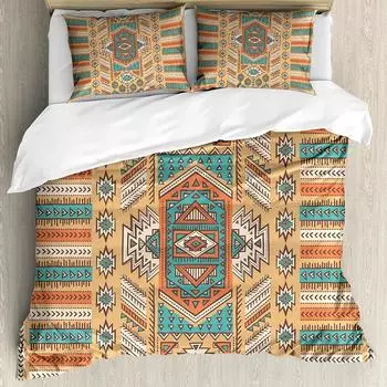 Племенной пододеяльник Secret Tribe Pattern в стиле бохо Постельное белье Двуспальный двуспальный King Size Полиэстеровый стеганый чехол 70x133cm 2pcs