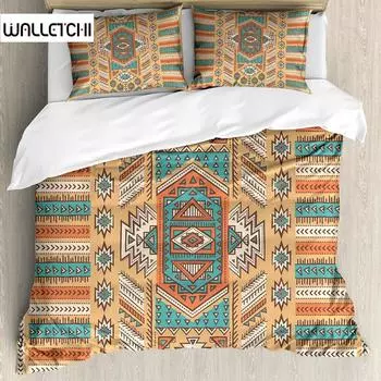 Племенной пододеяльник Secret Tribe Pattern в стиле бохо Постельное белье Двуспальный двуспальный King Size Полиэстеровый стеганый чехол EU single(135x200cm)