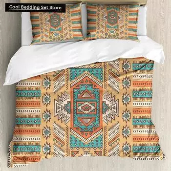 Племенной пододеяльник Secret Tribe Pattern в стиле бохо Постельное белье Двуспальный двуспальный King Size Полиэстеровый стеганый чехол EU single(135x200cm)