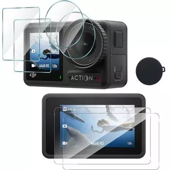 Пленка DJI Osmo Action 4 Закаленная стеклянная пленка Action 4 Японское стекло AGC Asahi Glass Закаленное стекло Защитная пленка для ЖК-дисплеев Прочность Высокая светоотдача ЖК-дисплей