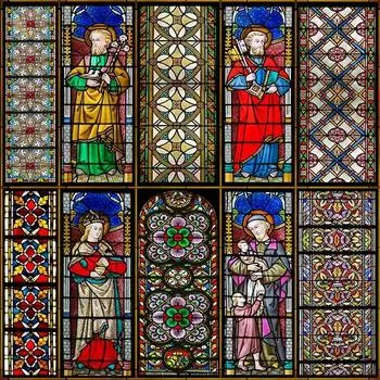 Пленка для конфиденциальности окон в церковном стиле, витражные наклейки на окна, статические цепляющиеся декоративные матовые оконные пленки, индивидуальный размер 40x60cm