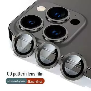 Пленка для линз Apple 16CD Pattern для iPhone 15 Pro Max с защитой камеры Eagle Eye и рамкой из алюминиевого сплава 3pcs + crystal box 13promax/13pro зелёный