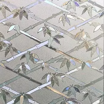 Пленка для окон с рисунком в виде ромба из бамбука, статическая пленка для скотча, нетоксичная пленка для гостиной, кухни, холла, веранды, офиса 45x100cm