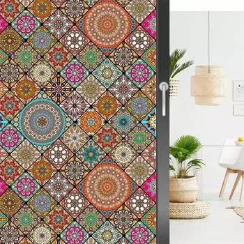 Пленка для окон Витражная пленка для окон Матовая цветная винтажная дурман Цветок статическая наклейка на окно