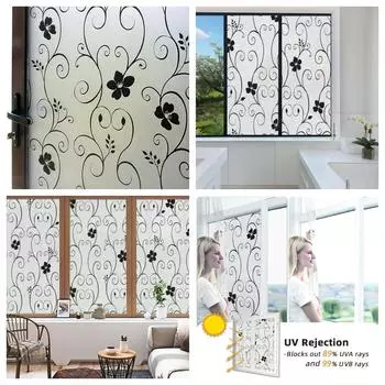 Пленка для окон, защитная пленка для окон, матовая пленка для стекла, без клея, статическая пленка для стекла, анти-УФ-наклейка для окна в ванной комнате, спальне 30x100cm