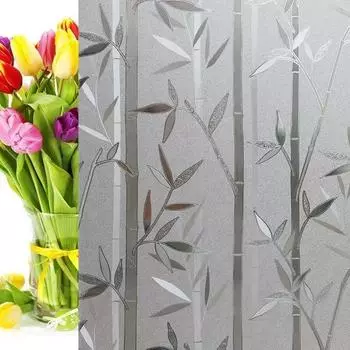 Пленка для стекла с рисунком бамбука, электростатическая, без клея, матовая, стеклянная наклейка, для ванной, туалета, оконная пленка, офисное украшение, светопропускающая, непрозрачная 30cmx1m