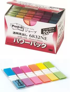 пленка для заметок прозрачная 44 x 10 мм 20 листов 6 цветов 20 блоков 6832NE Post-it