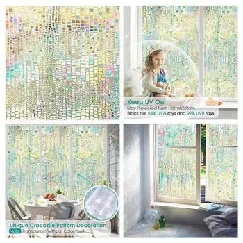 Пленка для защиты окон Статичные наклейки на окна Виниловые 3D наклейки на окна Наклейки на окна Радужная пленка для окон с защитой от ультрафиолета 30x100cm