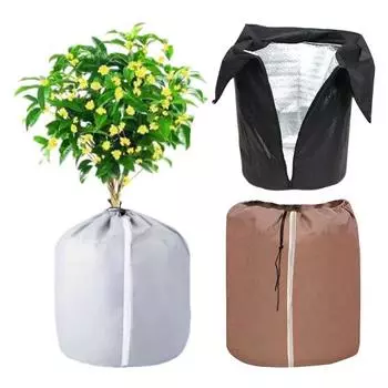 Пленка для защиты растений от замерзания, изоляционная пленка, сумка с застежкой-молнией, защита от замерзания, чехол для растений на зиму в помещении и на улице M светло-коричневого
