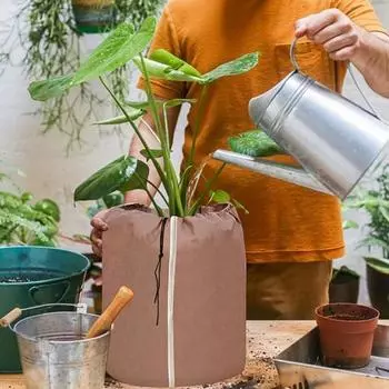 Пленка для защиты растений от замерзания, изоляционная пленка, сумка для защиты от холода с застежкой-молнией и шнурком для защиты от замерзания L чёрный