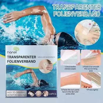 Пленка, пластырь, наклейка, водонепроницаемая повязка, прозрачная лента, наклейка из искусственной пленки, эластичная клейкая повязка 10Pcs/Box
