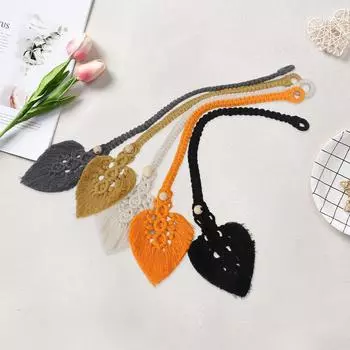 Плетеная хлопковая веревка ручной работы с кисточками и листьями для штор, завязки для штор в стиле бохо