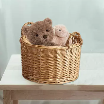 Плетеная корзина для белья в скандинавском стиле с ручками для хранения игрушек