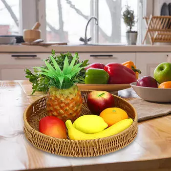 Плетеная корзина для хранения из ротанга, плетеный поднос ручной работы, домашний декор, плоский органайзер «сделай сам», для конфет в ванной комнате Rectangular S