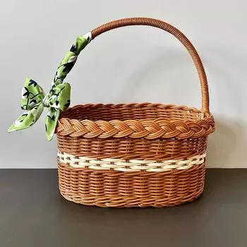 Плетеная корзина для пикника и хранения из искусственного ротанга - ручная подарочная или детская корзина Small [27*18*14]