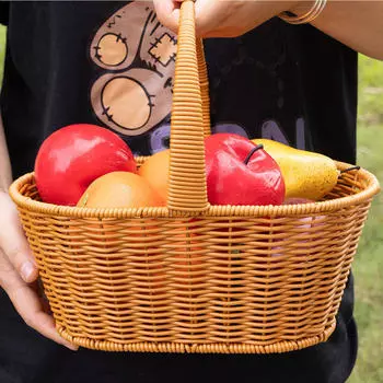 Плетеная корзина для пикника, подарочная корзина для фруктов и конфет, имитация ротанга для