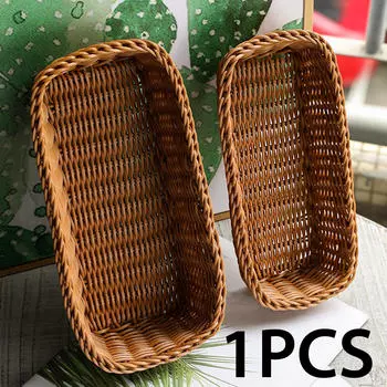 Плетеная корзина для столовых приборов, палочки для еды, поднос для хранения вилок, сервировочный имитационный ротанг для 26cmx12cmx6cm