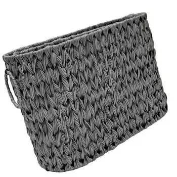 Плетеная корзина для туалетной бумаги с крышкой для хранения в ванной комнате, многоцелевой декоративный держатель для шкафа, элегантные стили S серый