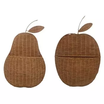 Плетеная корзина для входной двери, плетеная вручную ротанговая семейная органайзер для ванной комнаты, спальни, прихожей, открытого плетения, подвесного настенного хранения грушевый