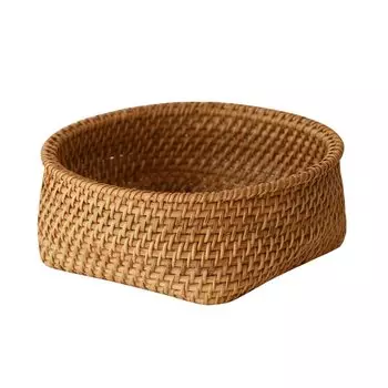 Плетеная корзина из ротанга Lirancia, поднос для фруктов из ротанга с яйцами, организация стола, кухонный поднос для хранения вещей, домашний милый круглый японский стиль [Д=2810 см]