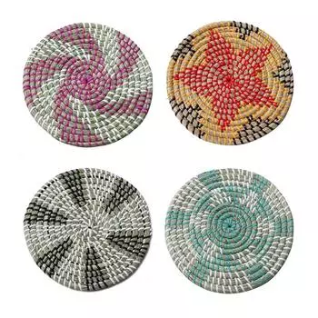 Плетеная корзина, настенный декор, настенное искусство, декоративная чаша-поднос в стиле бохо, подвесная настенная корзина, декор для гостиной, спальни X3UC розовый