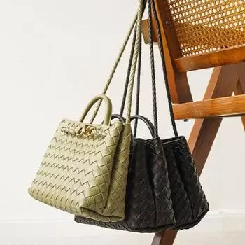 Плетеная кожаная сумка-тоут в стиле ретро с металлическим узлом – большая вместимость через плечо и через плечо