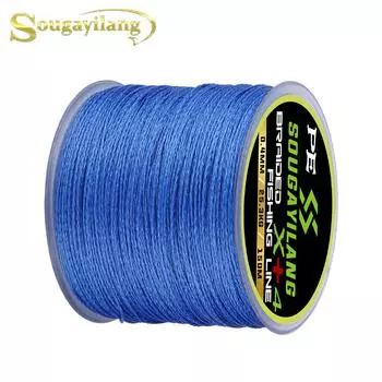 Плетеная леска 150 м Высокое качество X + 4 стойки 12.3LB-55.8LB Гладкая плетеная леска из моноволокна 0.10mm синий