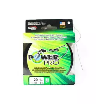 Плетеная леска Power Pro Spectra 20 фунтов на 150 ярдов, зеленая (1085) зелёный