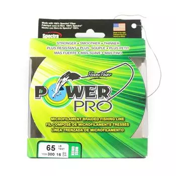 Плетеная леска Power Pro Spectra 65 фунтов на 300 ярдов, зеленая (0910) зелёный