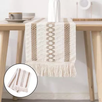 Плетеная мешковина Макраме в деревенском стиле с кисточками, вязанная крючком, кружевной ужин 30x180cm