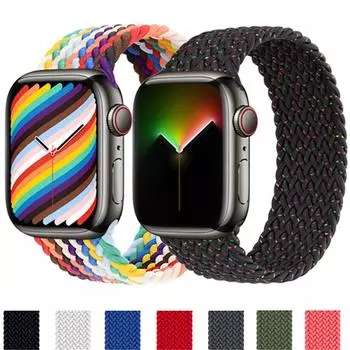 Плетеная петля для Apple Watch, ремешок 44 мм, 40 мм, 45 мм, 41 мм, 42 мм, 38 мм, нейлоновый эластичный ремень, браслет, iWatch serie 3, 4, 5 SE, 6, 7, ремешок