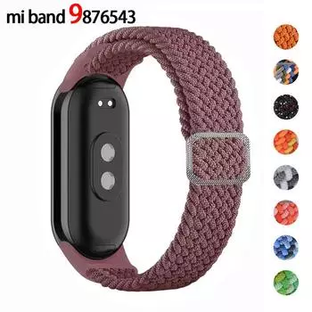 Плетеная петля для браслета Mi band 9 8 Эластичный регулируемый нейлоновый ремешок Miband 7 8 correa Браслет xiaomi Mi band 4 3 5 6 7 8 Mi band 3 4 5