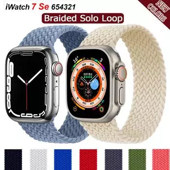 Плетеная петля Solo для Apple Watch Band 44 мм, 40 мм, 45 мм, 41 мм, 49 мм, 42 мм, 38 мм, эластичный браслет IWatch Series 7, 3 SE, 6, 8, ультра-ремешок для ремешка для наручных часов 38mm 40mm 41mm & S