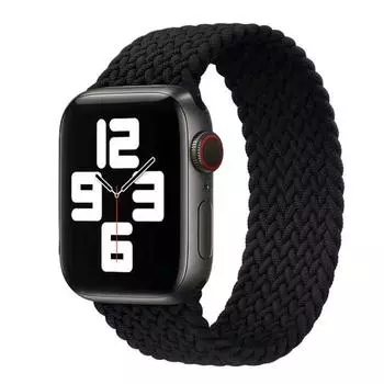 Плетеная петля Solo для браслета iwatch 44 мм, 40 мм, 38 мм, 42 мм, тканевый нейлоновый эластичный браслет, браслет iWatch series 3, 4, 5 se, 6, 7, ремешок 42mm or 44mm&S чёрный