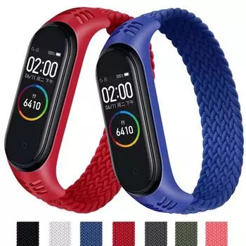 Плетеная петля Solo для Mi Band 5, нейлоновый браслет Pulseira Miband4, Miband5, браслет для Xiaomi Mi Band 4, 3, ремешок XS (140mm-150mm)