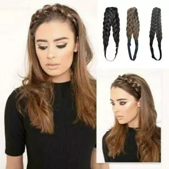 Плетеная повязка для волос, аксессуары, изысканная красивая коса, синтетическая эластичная коса one size чёрный