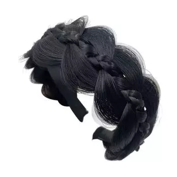 Плетеная повязка на голову с зубчиками Синтетические термостойкие волокна Реалистичная повязка на голову из человеческих волос Надежная фиксация волос Обруч для волос