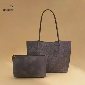 Плетеная сумка большого объема осень/зима: Модная женская сумка-тоут на одно плечо с застежкой-молнией под мышкой