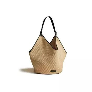Плетеная сумка большой емкости из травы, женская большая сумка, новая летняя повседневная сумка через плечо, тканая сумка-ведро для поездок на работу