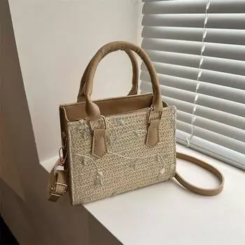 Плетеная сумка через плечо для женщин, универсальная сумка, модная сумка через плечо, маленькая квадратная сумка