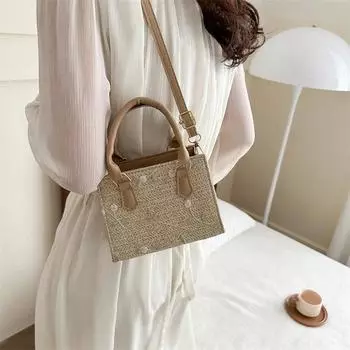 Плетеная сумка через плечо для женщин, универсальная сумка, модная сумка через плечо, маленькая квадратная сумка