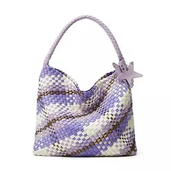 Плетеная сумка через плечо из полиуретана, большая вместительная сумка-ведро, ленивая сумка-тоут, дорожная сумка-тоут золотой