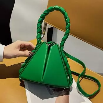 Плетеная сумка через плечо, простая треугольная модная маленькая сумка-тоут 2024, женские сумки и кошельки, дорожные сумки